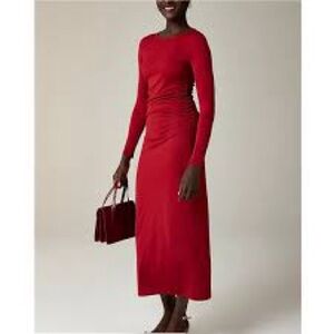 J. Crew Vibrant Red Long Sleeve Dress